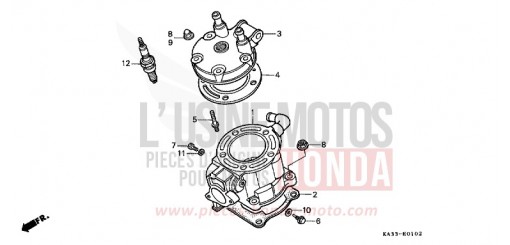 CYLINDER/CYLINDER HEAD (3) CR125RH de 1987